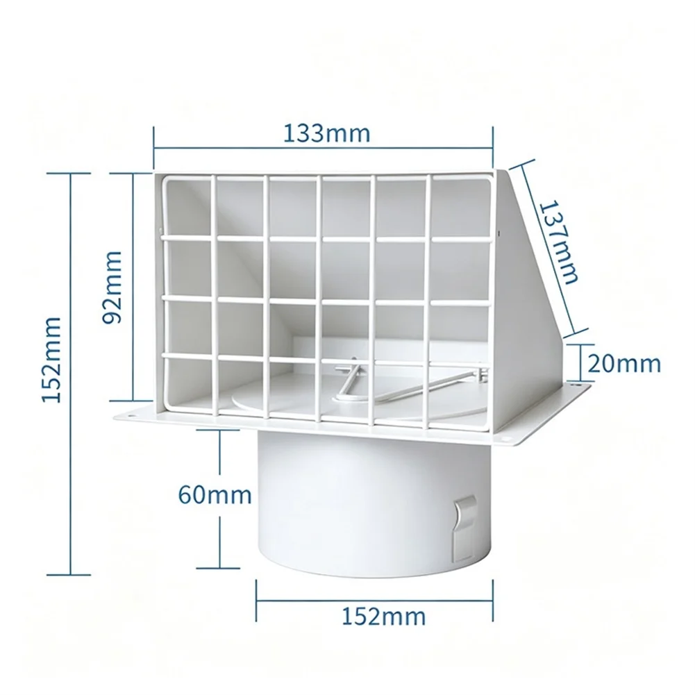 4 Inch Wall Ceiling Mounted Vent Cap for Exhaust Ducts with Mesh Reinforced Opening and Metal Housing for All Weather Durability