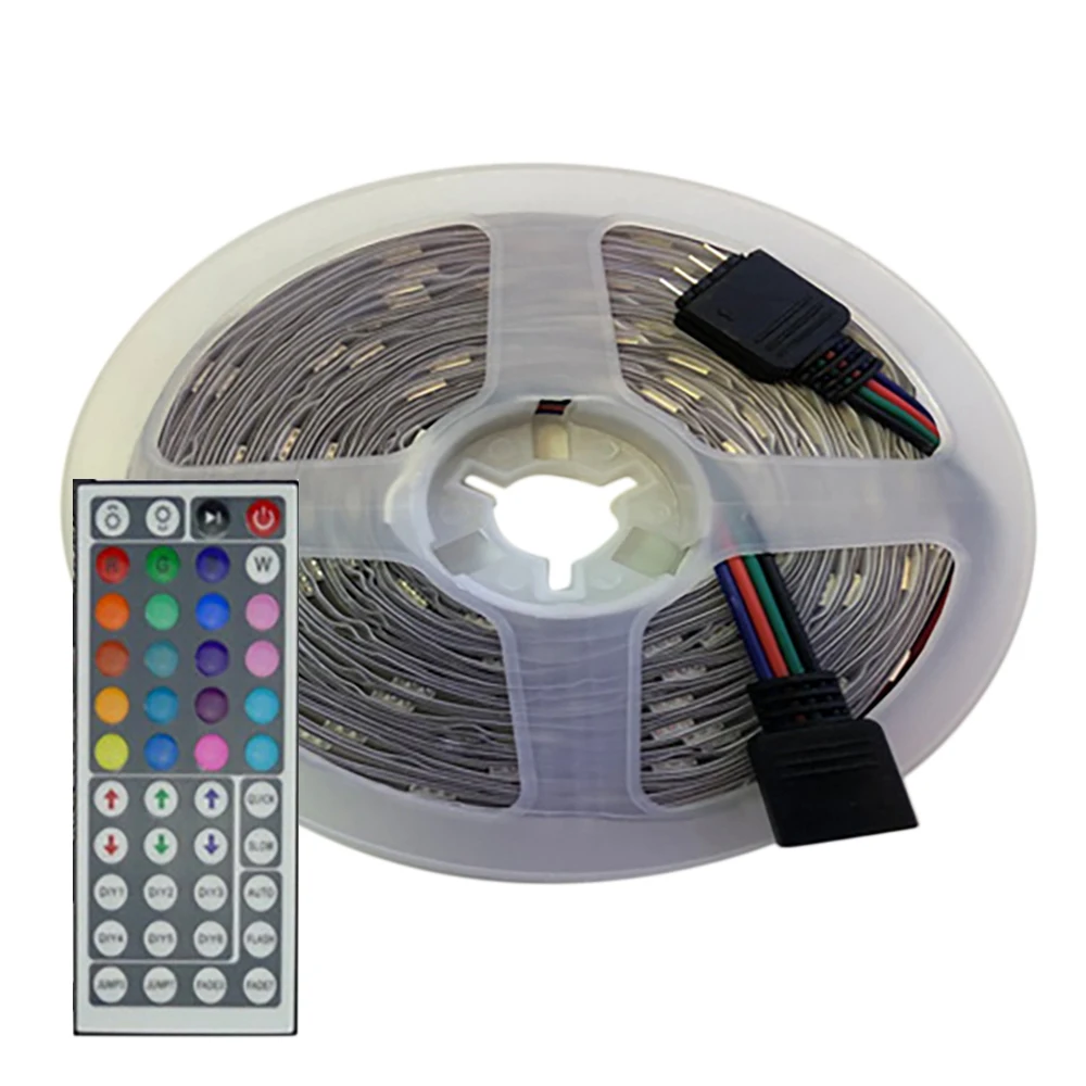 5 Meter 3528RGB Strip Light Kit +44 Keys Remote Control Waterproof Led Strip Plate Color Random