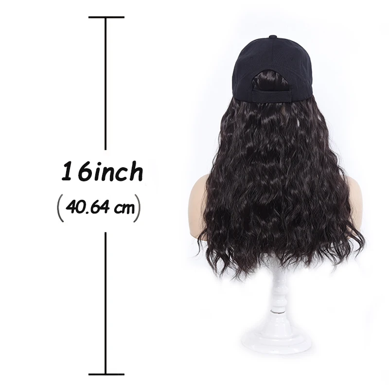 Synthetic Curly Wig with Black Baseball Cap, High Temperature Fiber Hair Wig for Women, Daily Outdoor Beach Hairpiece
