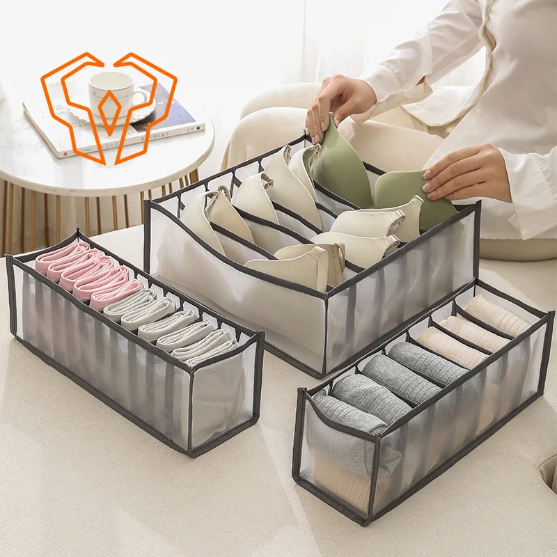 Underwear Storage Box Household Wardrobe Dividers Jeans Organizing Box Drawer Style Mesh Clothes Socks Washable