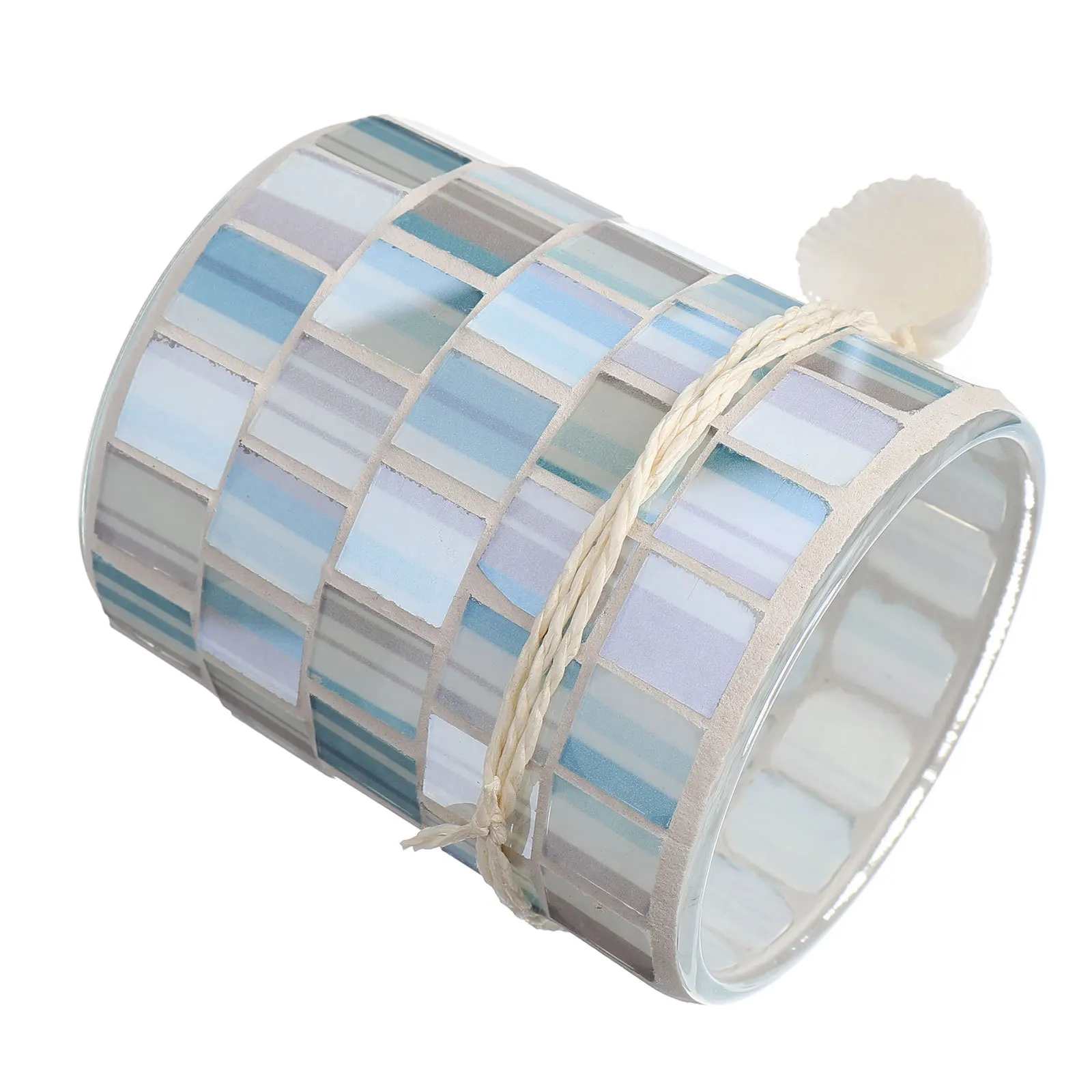 

1Pcs Shell Mosaic Glass Holder Mediterranean Vintage Candlestick for Home Office Wedding Decoration Aromatherapy Tealight