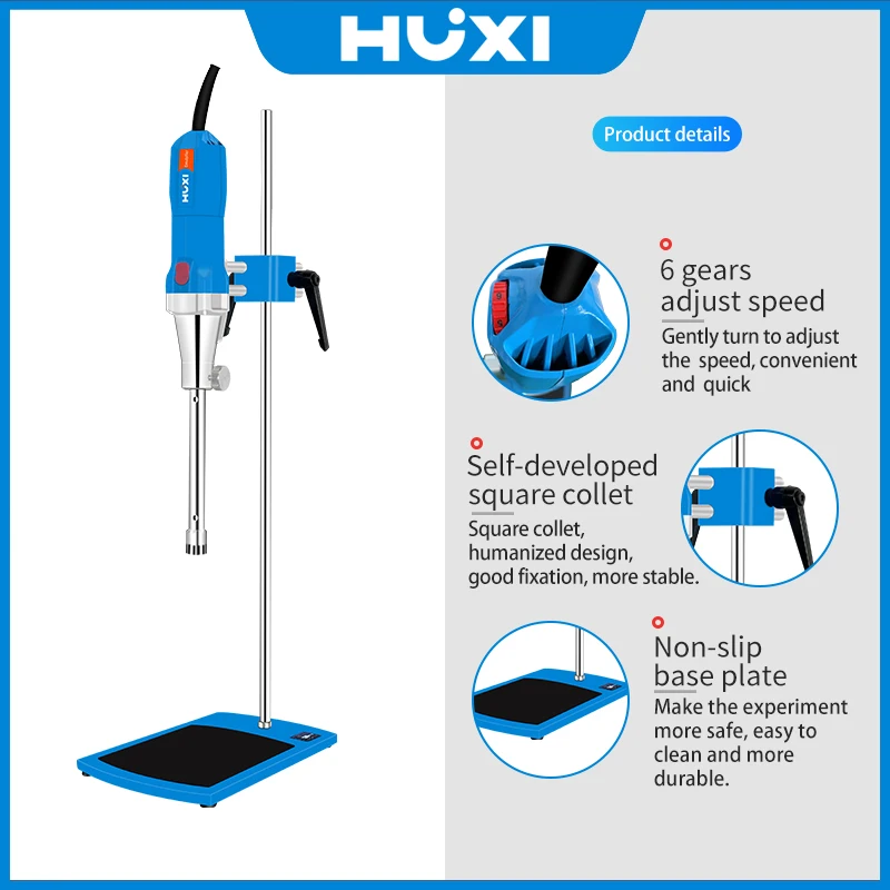 HUXI Laborhomogenisator High Shear Homogenisator 7000 ml Hochgeschwindigkeits-Homogenisator-Emulgator mit Ständer
