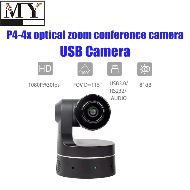 High Quality Audio Video Conferencing  Online Classes 1080P Full HD 4X Optical Zoom Camera USB Webcam for PC