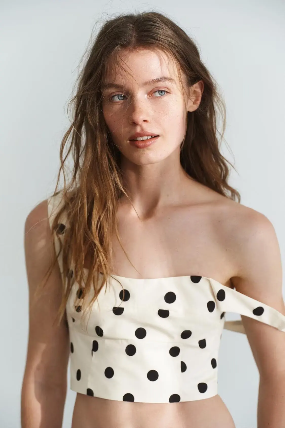 

BB7155 Spring/Summer 26 New Women's Clothing French Retro Style Square Neck Polka Point Short Strap Top Waist Out 4772055