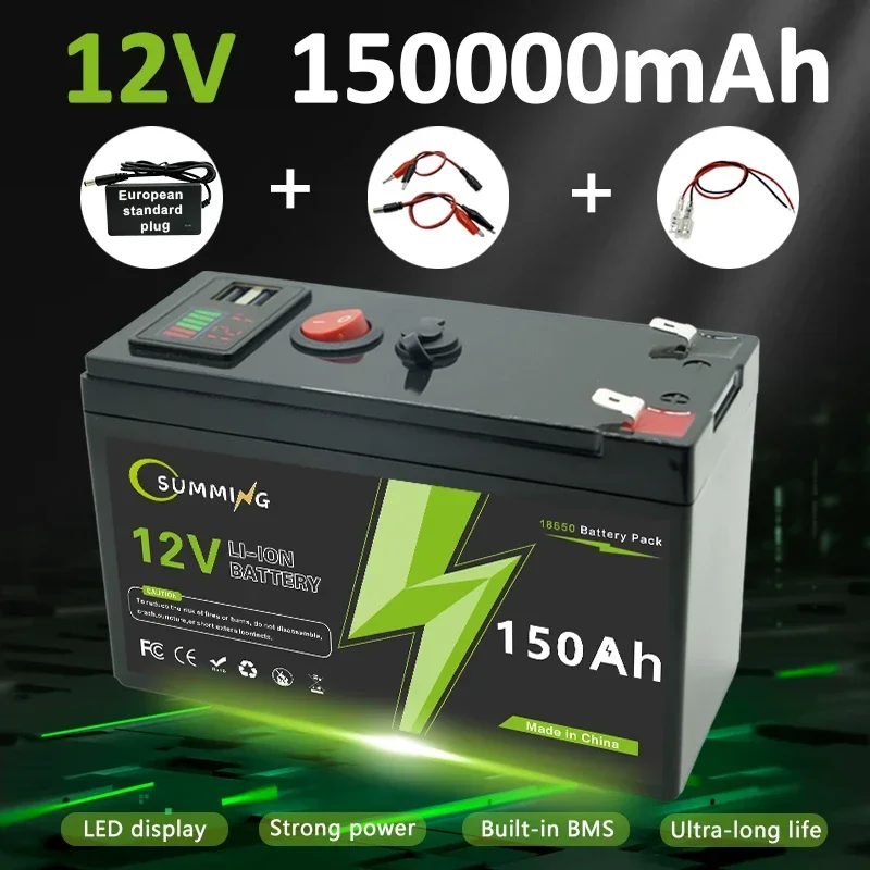 

12V 150Ah Lithium LiFePO4 Deep 4000 Cycles Battery Rechargeable Battery for Solar/Wind Power,Small UPS,Lighting,Power Wheels