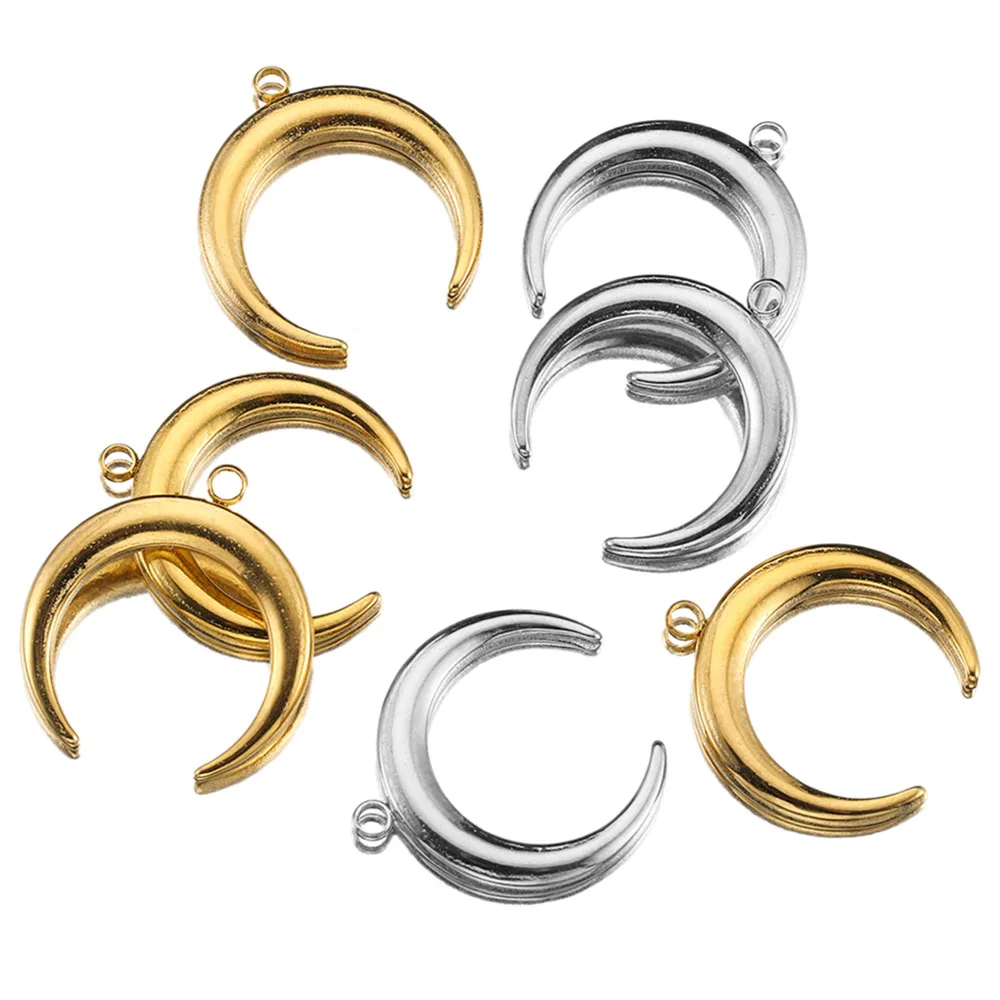 5 sztuk Charms ze stali nierdzewnej pozłacane 20mm półksiężyc wisiorek do tworzenia biżuterii naszyjnik DIY akcesoria do bransoletki