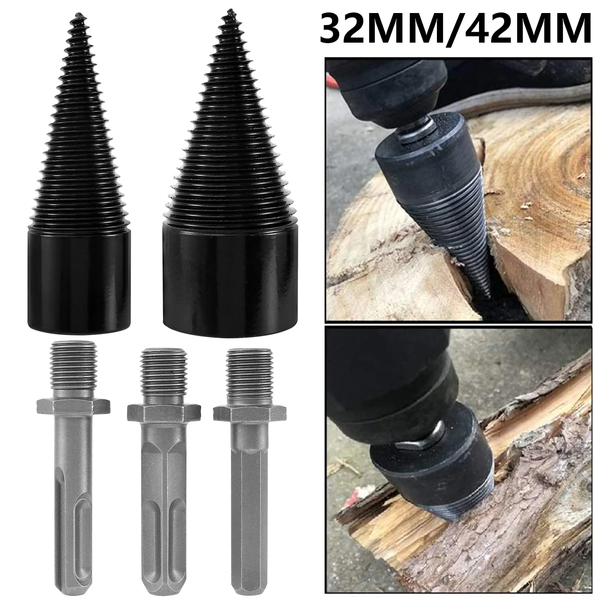 

Wood Splitting Drill Bit High Carbon Steel Firewood Log Splitter Drill Bit Wood Punch Cone Driver Drill Bit Woodworking Tool