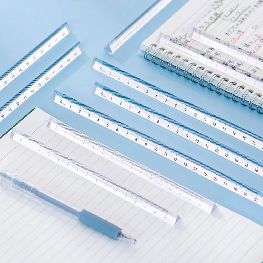 

10pcs Scale Ruler Plastic Drawing Measuring Small Size Clear Triangular Wear Resistant Students Teacher Office Home