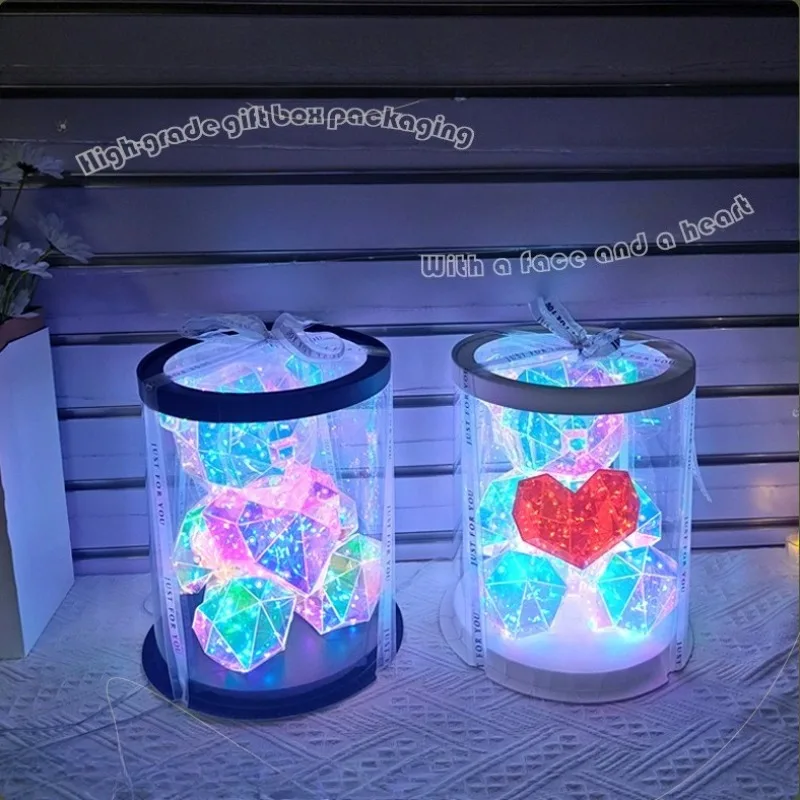 Cartoon LED Night Light Color Changing Heart Bear Soft Glow USB Desk Lamp Romantic Gift for Girls on Valentine Day Anniversary