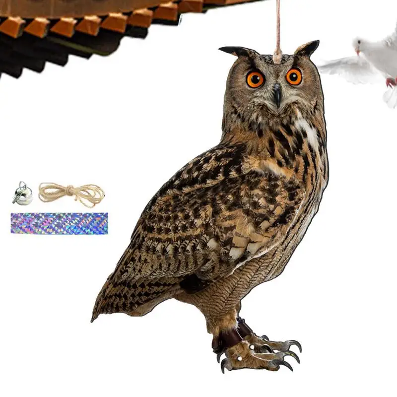 

Farm Protector Bird Scarer Decorative Owl Scarecrow Pendant Decorative Scarer Pendant With Bell Fake Bird Scare Device