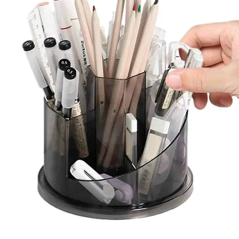 

Divided Pencil Cup 7 Slots 360 Rotation Desk Pencil Stand Desk Organization For Rulers Scissors Markers Makeup Stationery