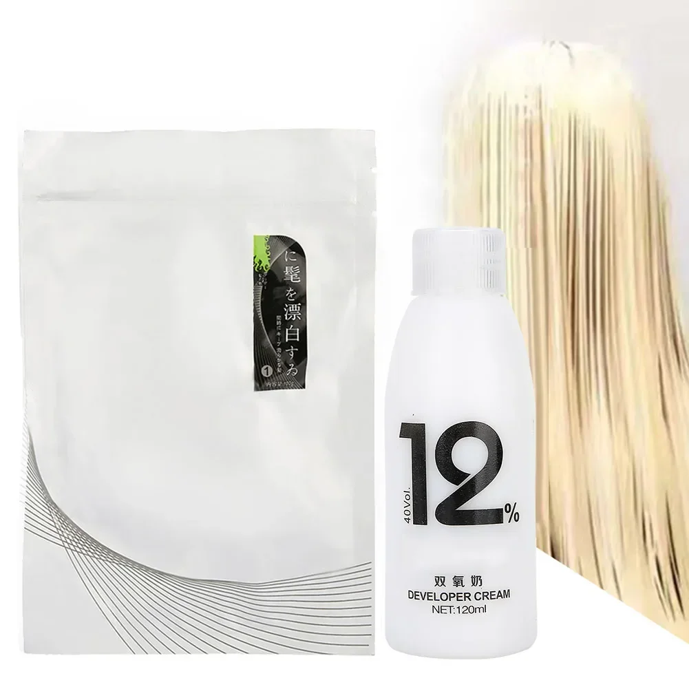 Crema blanqueadora profesional para el cabello, 2 piezas, crema para tinte capilar, agente blanqueador de leche con oxígeno, sin olor, 120ml