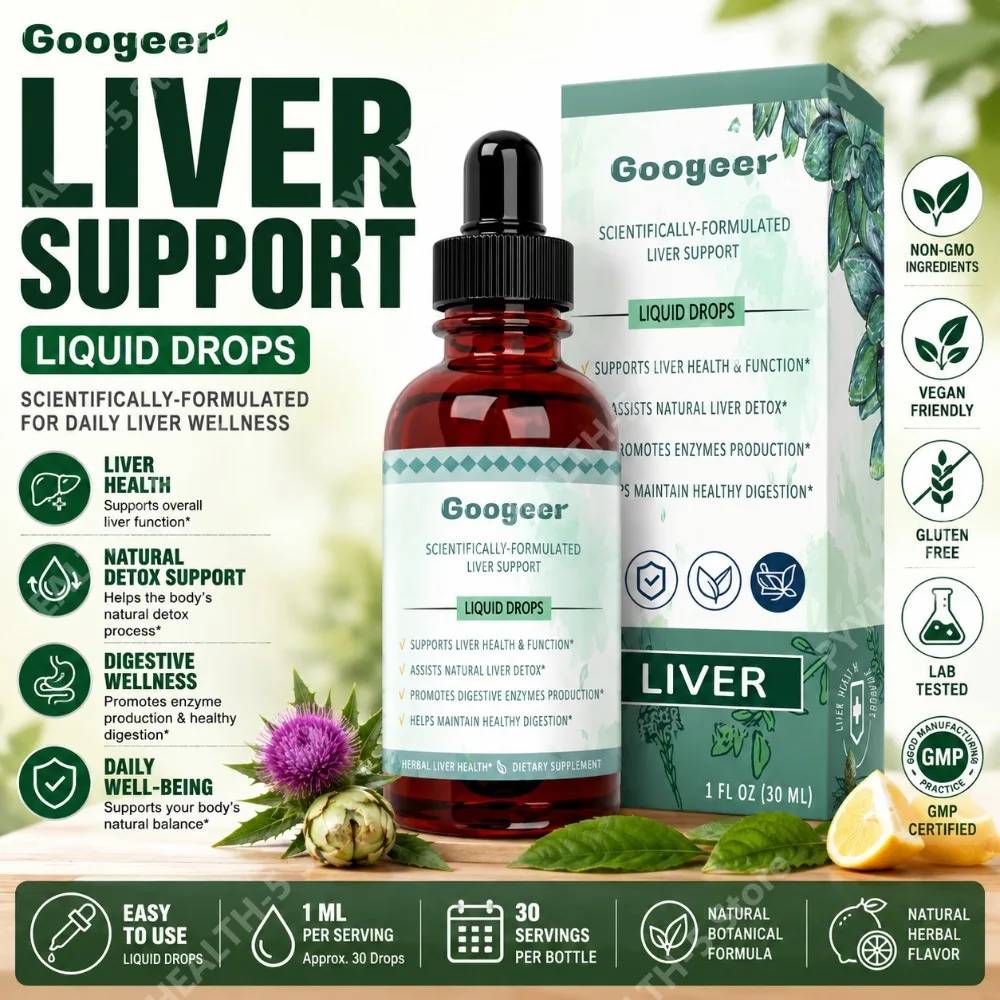 

Googeer Liver Support Liquid Drops 30 Ml with Dendrobium, Witch Hazel & Mullein Extract, Promotes Digestive Enzymes Production