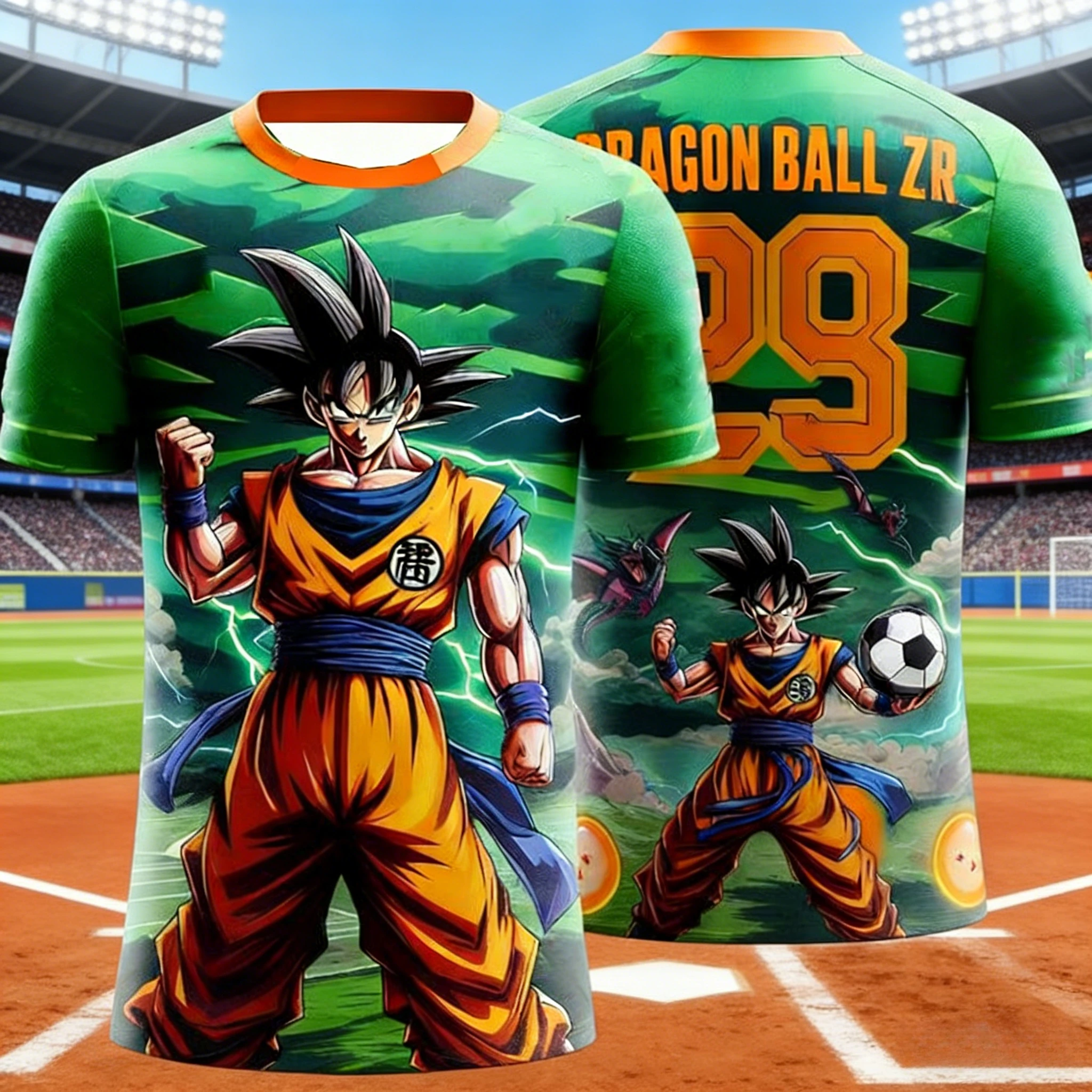 2026 Summer Dragon Ball  T-Shirt 3D Print Goku Soccer Lightning Oversized Loose Breathable Gym Streetwear Unisex   Adults Kids