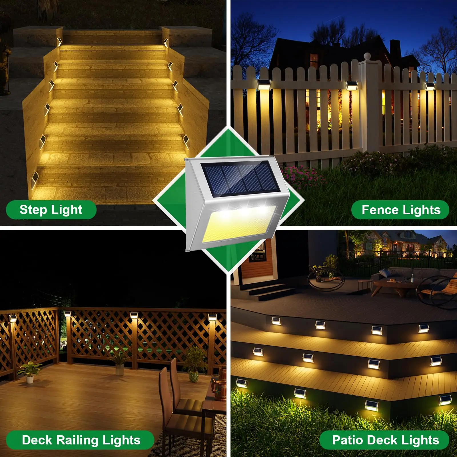 Imagem -02 - Outdoor sem Fio Led Solar Lights Deck Steps Light Lâmpada sem Fio Cerca de Iluminação Passarela Pátio Escada Caminho do Jardim Trilho Quintal 212pack