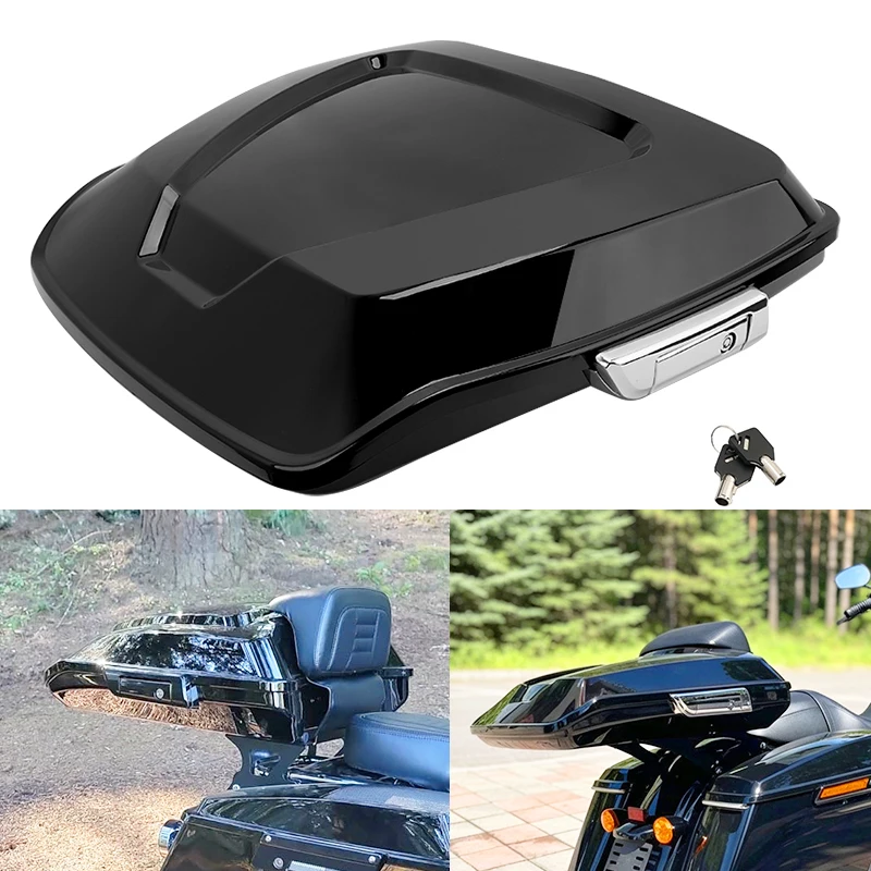 Motorcycle Tail Box Trunk Top Case Box & Luggage Rack For Harley Touring CVO Electra Glide Ultra Classic Road King 97-UP
