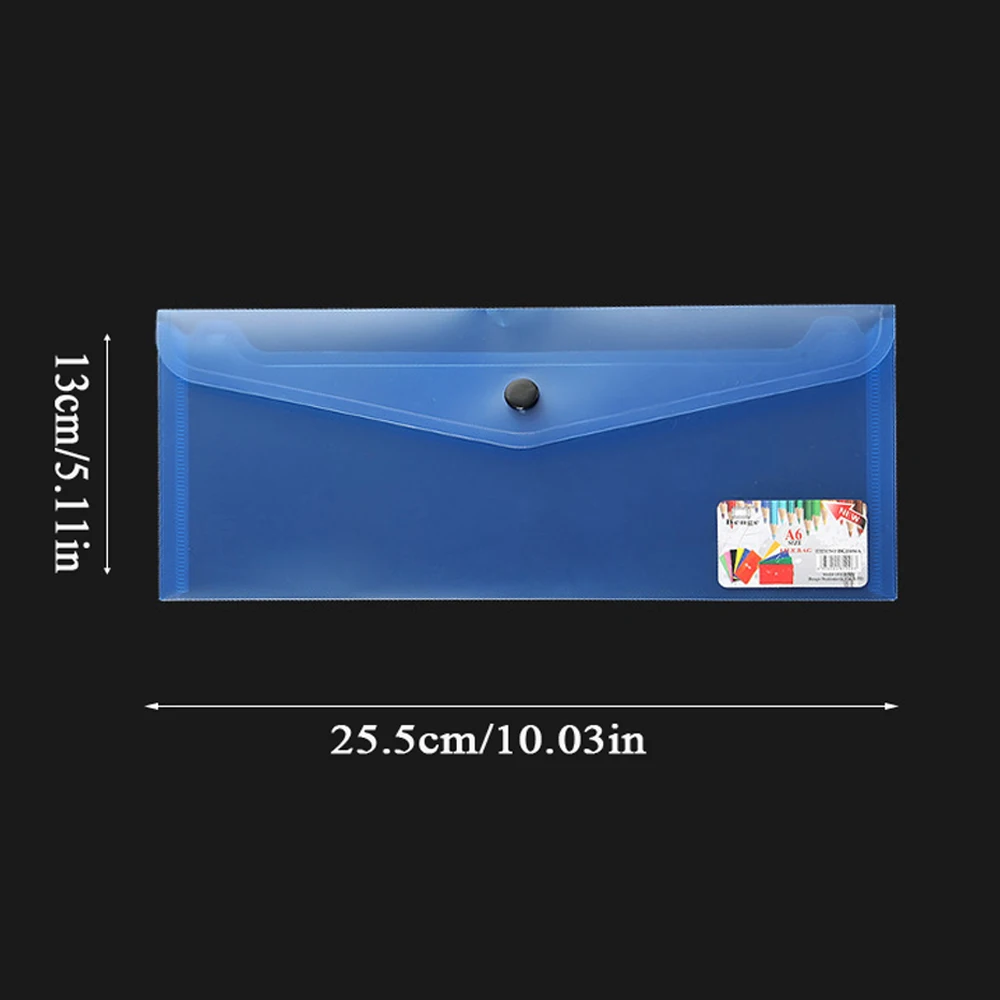 25.5*13cm Plastic Document Pouch With Snap Transparent Frosted Stationery Envelope Storage Bag File Folders Office Supplies