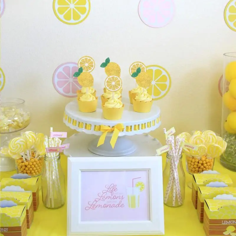 24 Stück Frucht-Kuchenaufsätze, Sommer-Thema, Kuchendekoration, Zitrone, Erdbeere, Kirsche, Cupcake-Aufsätze, Hochzeit, Geburtstag, Cupcake-Dekor – Detail 4