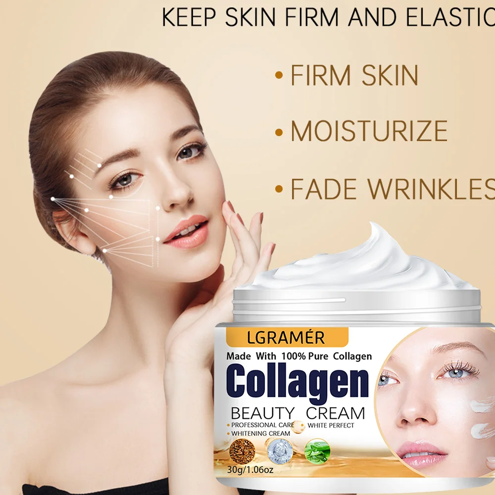 LGRAMER Collagen Cream Lightens Wrinkles, Moisturizes Skin, Makes Skin Firm and Elastic, Non-greasy and Non-sticky