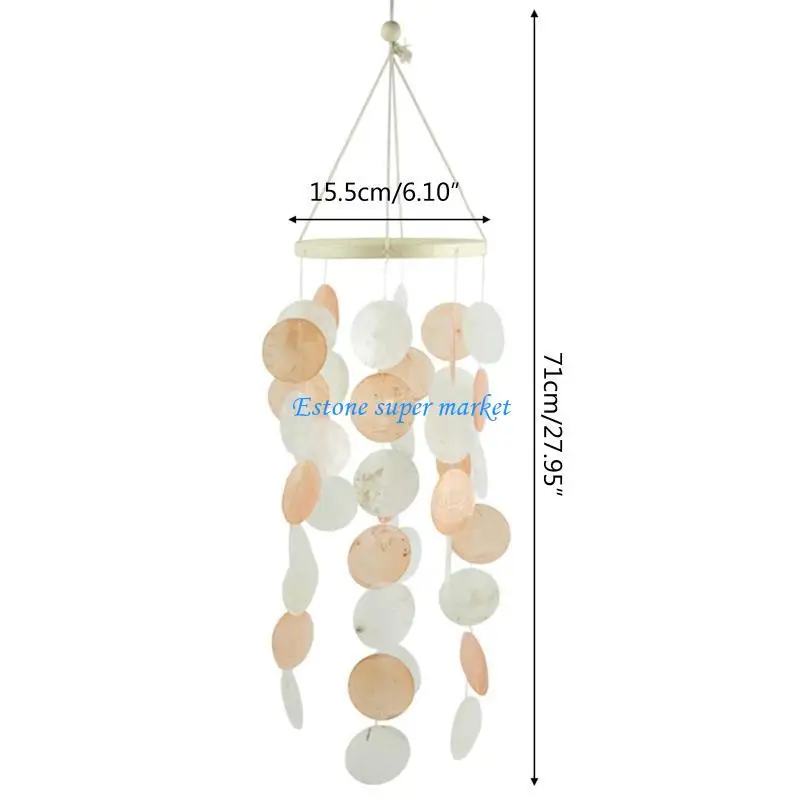 090B قذائف طبيعية مصنوعة يدويًا زخارف الرياح لغرفة النوم والشرفة