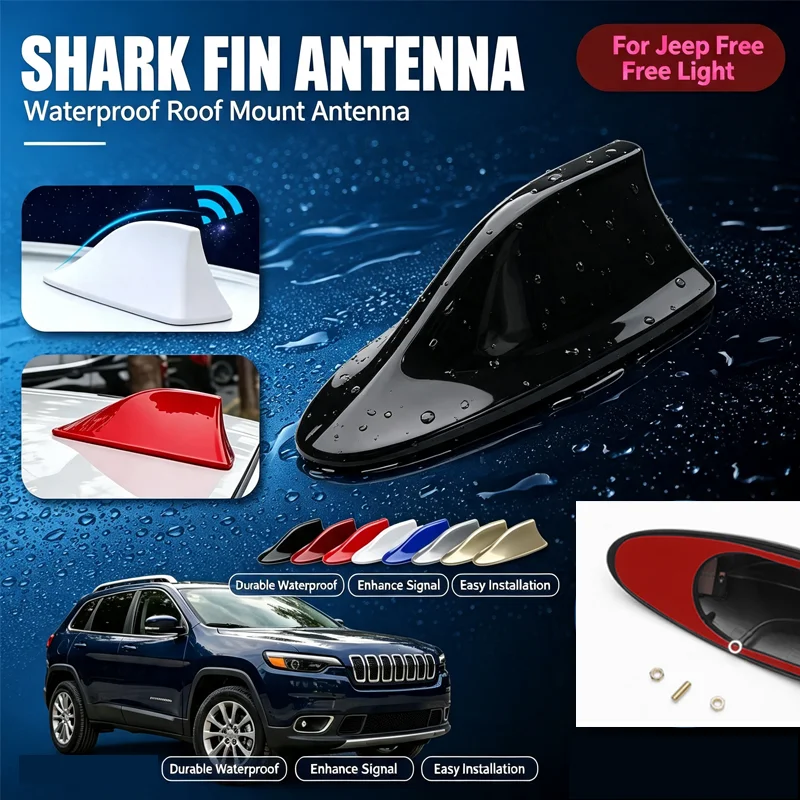 For Jeep Cherokee Free Light, Shark Fin FM/AM Antenna – Waterproof Signal Booster & Super Aerial with Enhanced Reception.