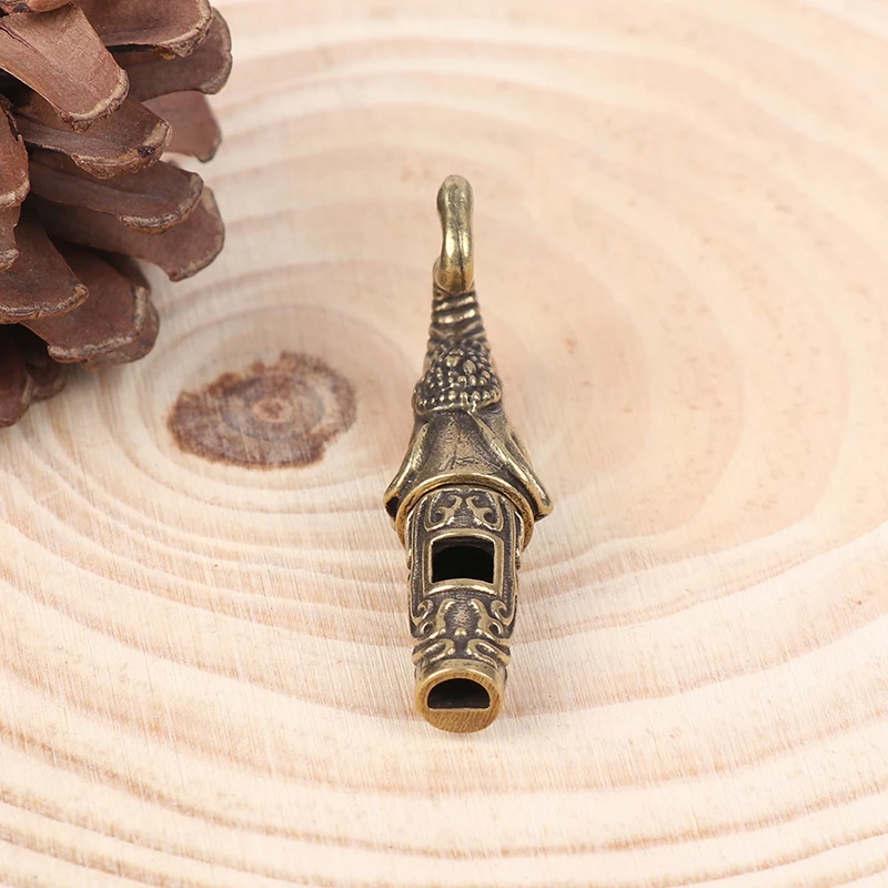 1Pc Brass Vintage Faucet Whistle Keychain Pendant For Men And Women Outdoor Survival Whistle