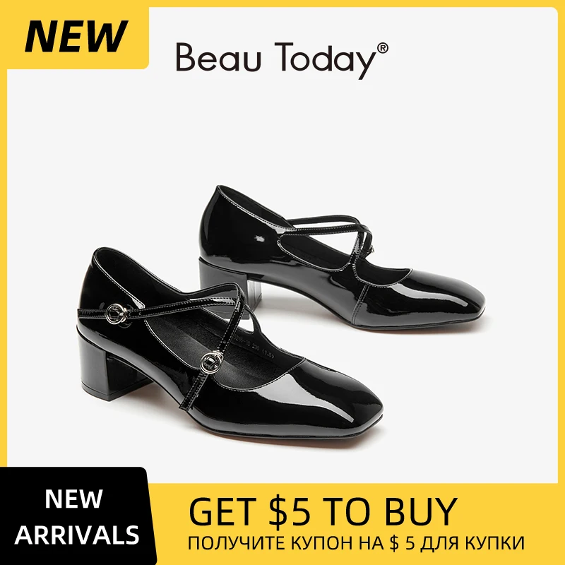 

Элегантные женские туфли BEAUTODAY из коровьей кожи с квадратным носком, с перекрестными ремешками и пряжками, на среднем каблуке, модель Мэри Джейн, ручная работа, 15246