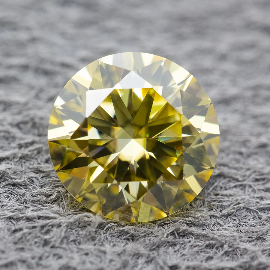 Yellow / Champagne Colored Moissanite Diamond Moissanita Loose Gemstone Passed Diamond Tester VVS1 with GRA Report