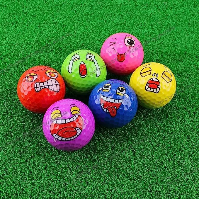 Golf Smiley Emoji Ball, Cartoon, Funny Fun Golf Double Ball Gift Set golf