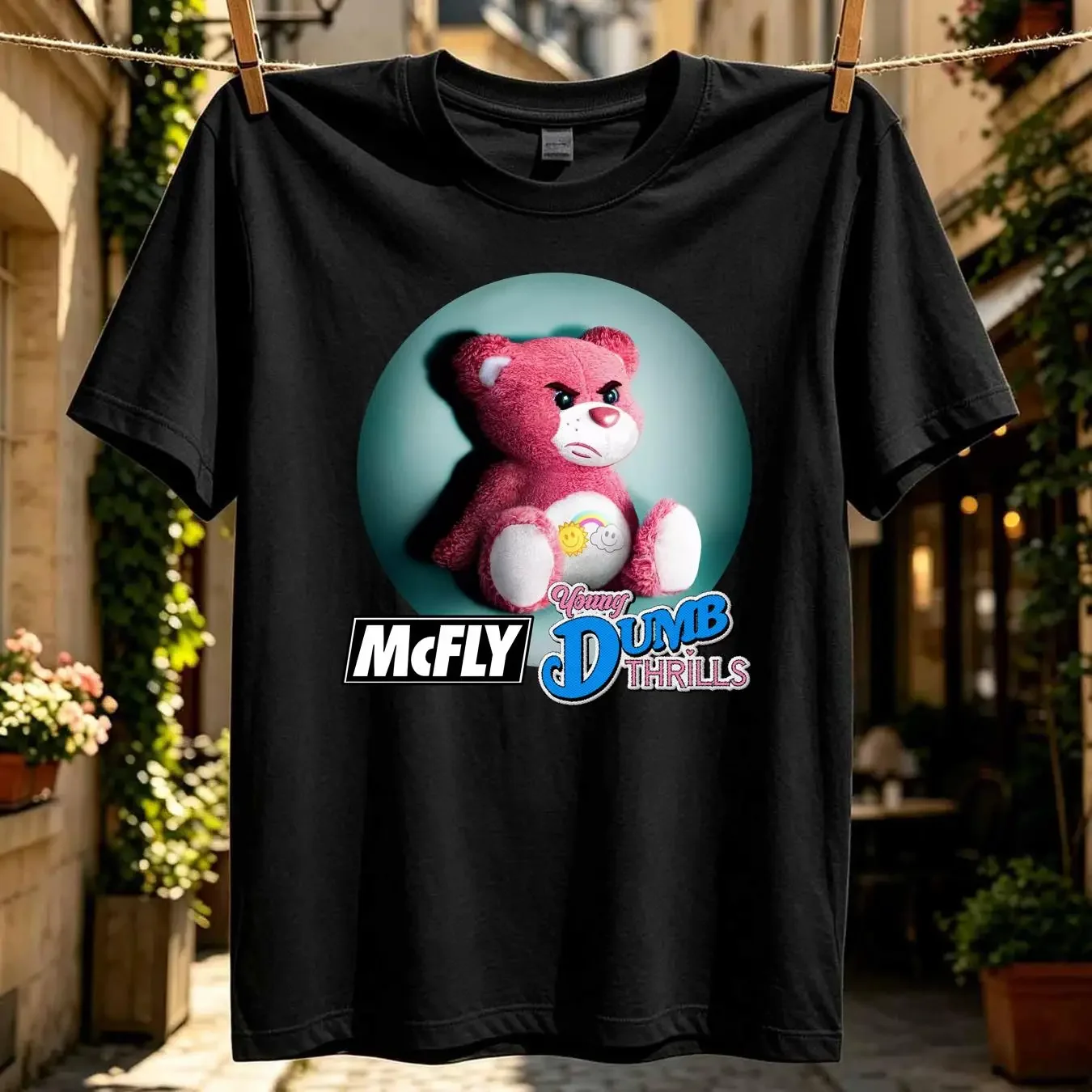 washed T Shirt McFly band Young Dumb Thrills album black short sleeve S 5XL 1F1143 vintage Washed Unisex Versatile Breathable