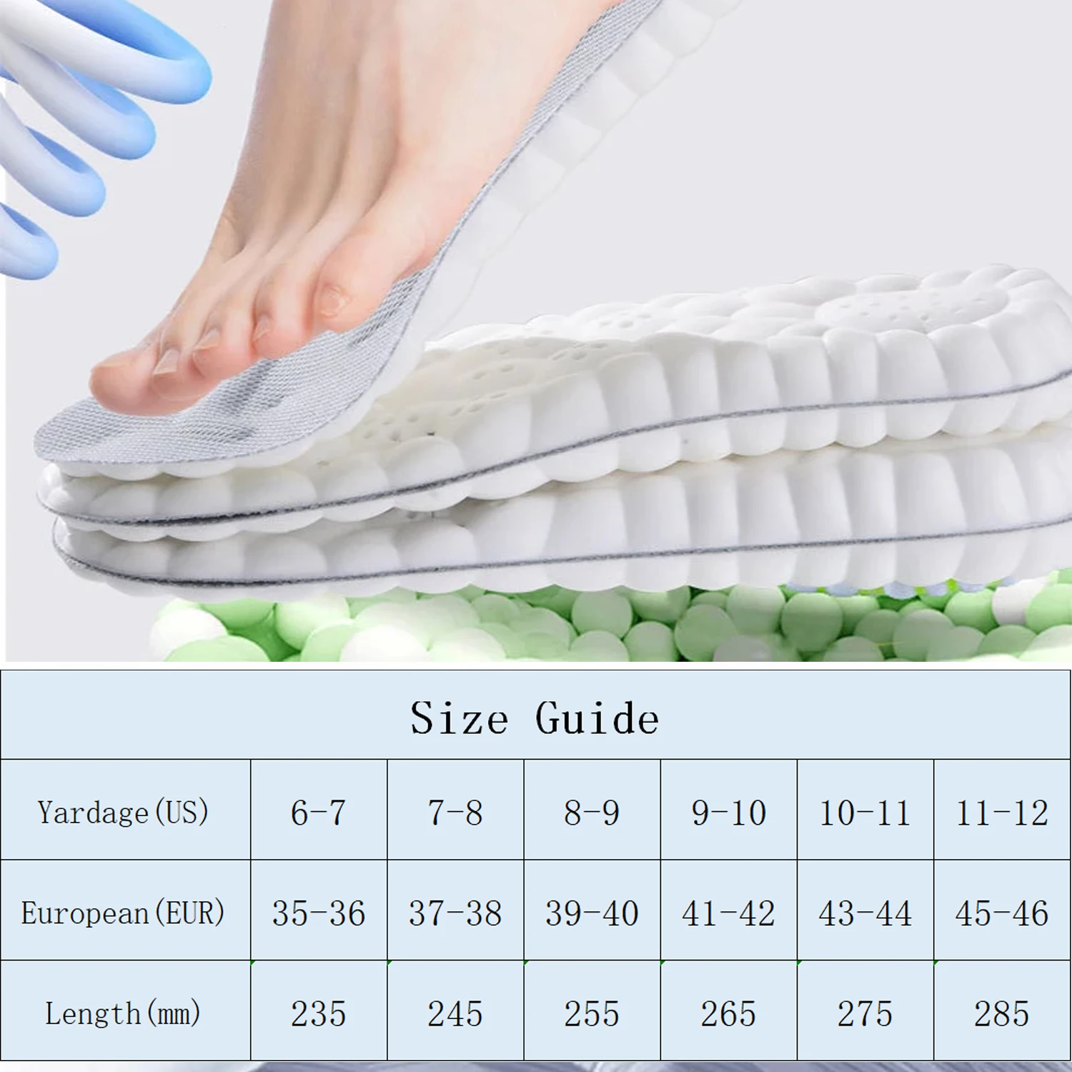 Sport Insoles for Shoes Sole Shock Absorption Deodorant Breathable Cushion Running Insoles for Feet Man Women Orthopedic Insoles