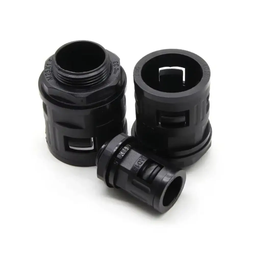 AD15.8 Пластиковое соединение гофрированной трубы Черный многоразмерный пластиковый соединитель для трубки Нейлоновое соединение PP Гофрированная труба