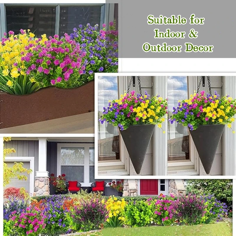 12-36Pcs Artificial Flowers Outdoor Faux Artificial Plants Shrubs Plastic Flower Bulk for Hanging Porch Window Home Fall Decor