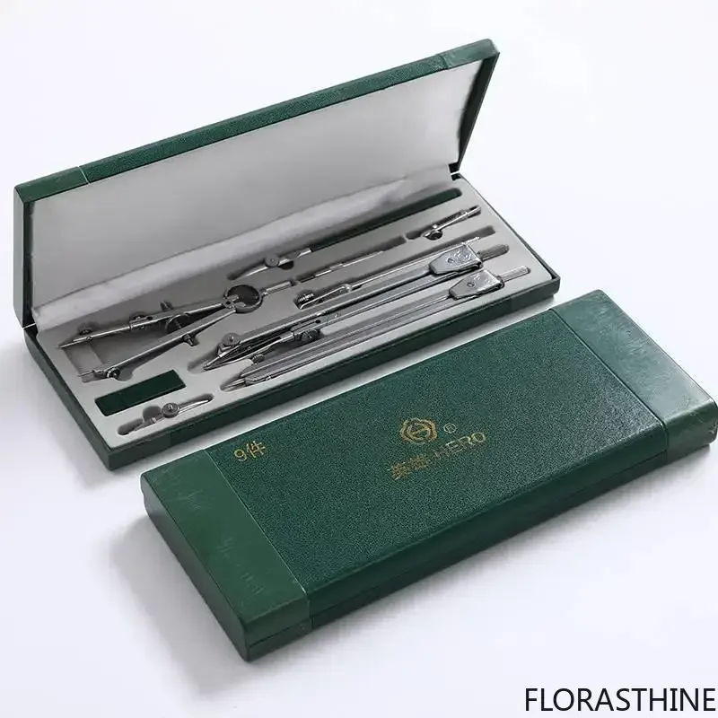9pcs /set Genuine H4009 Mechanical Drawing Tool Drawing Compasses Instrument Nine Suit Math Sets Office Stationery