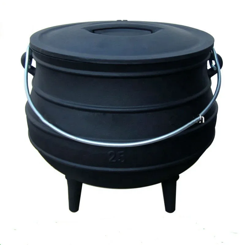 

Applicable to Hot SalesTop Quality Durable Solid Three-Legged Cast Iron Potjie Pot Large Cauldron For Cooking 25#