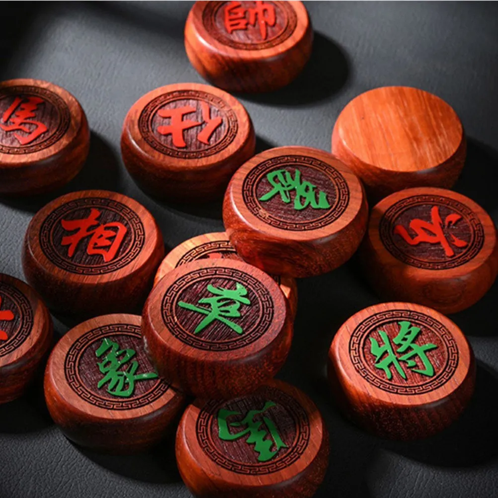 1Set Chinese Chess Wooden Design Portable Board Game Indoor Outdoor Travel Educational Chess Set for Adults Kids