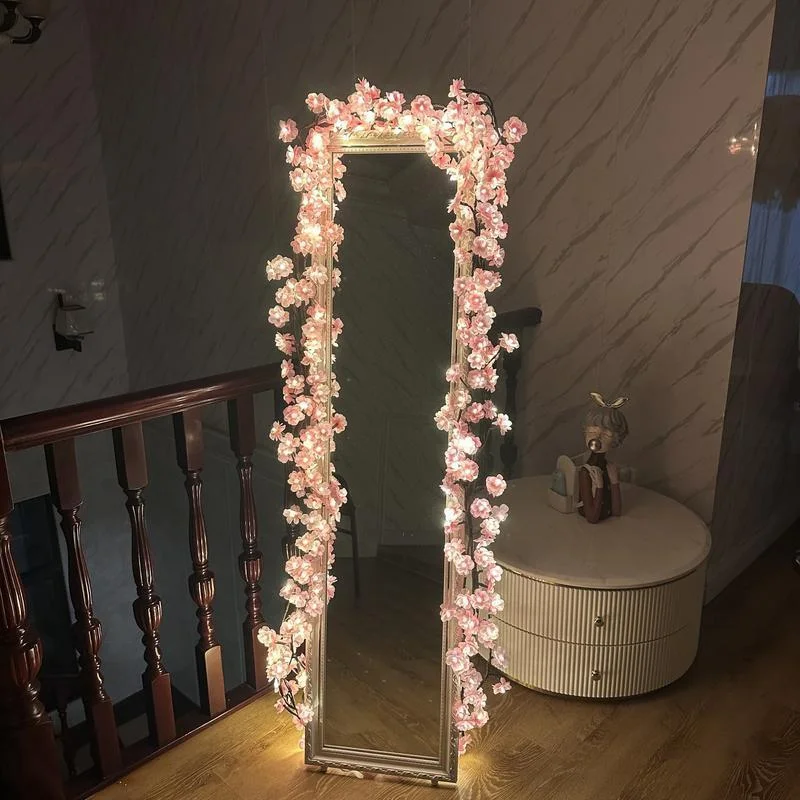 LED Cherry Blossom Garland Lights Artificial Flower Plants Room Decor Bedroom Holiday Party Home Decoration gallery 1