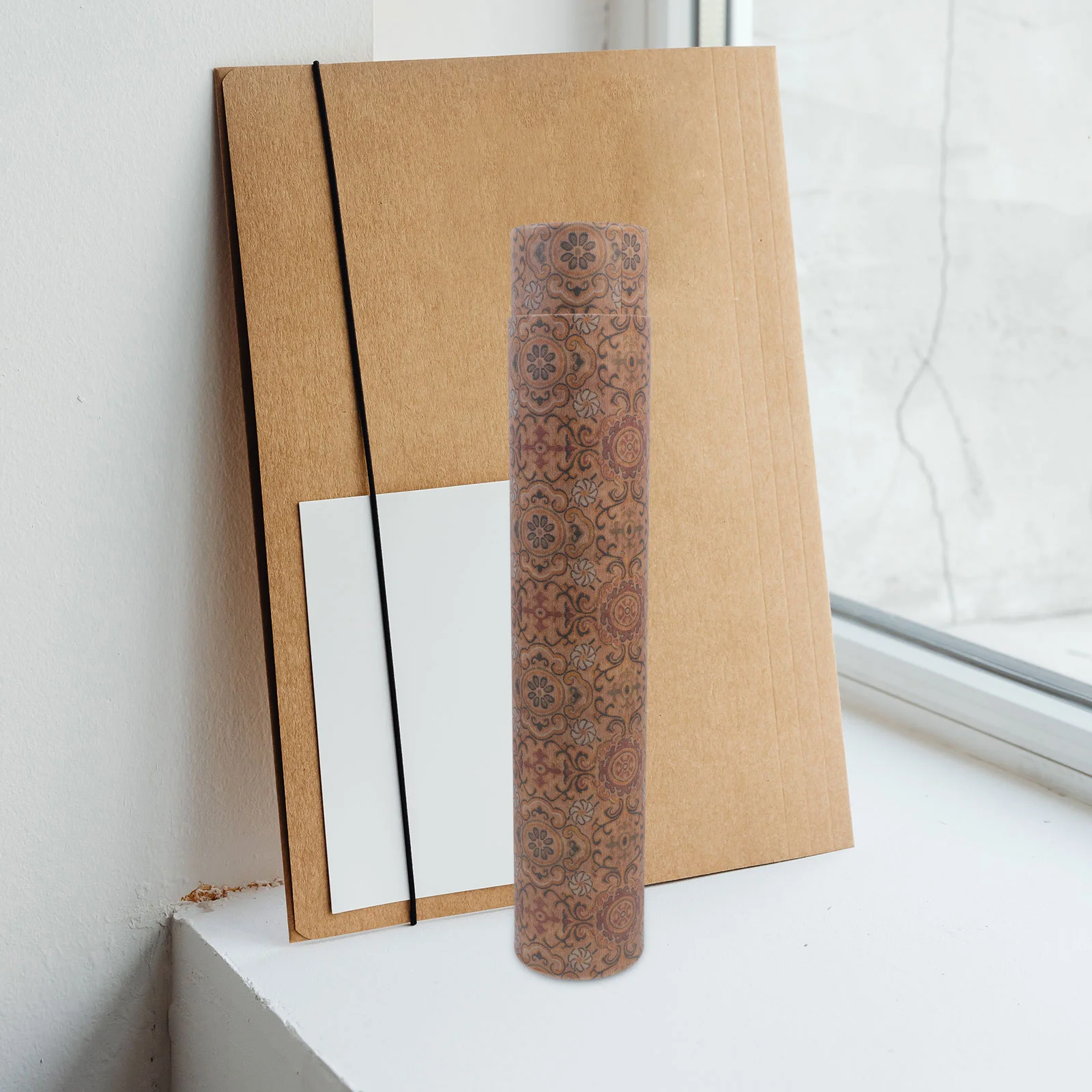 Telescoping Scroll Storage Box Floral Pattern 6cm Diameter Calligraphy Roll Holder Extendable Poster Travel Carrier