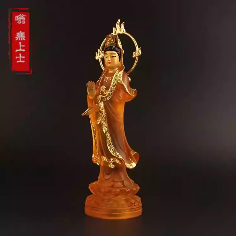 Putuo Mountain Guanyin Statue Glazed Standing Small Buddha Lucky Spiritual Home Decor Ornament