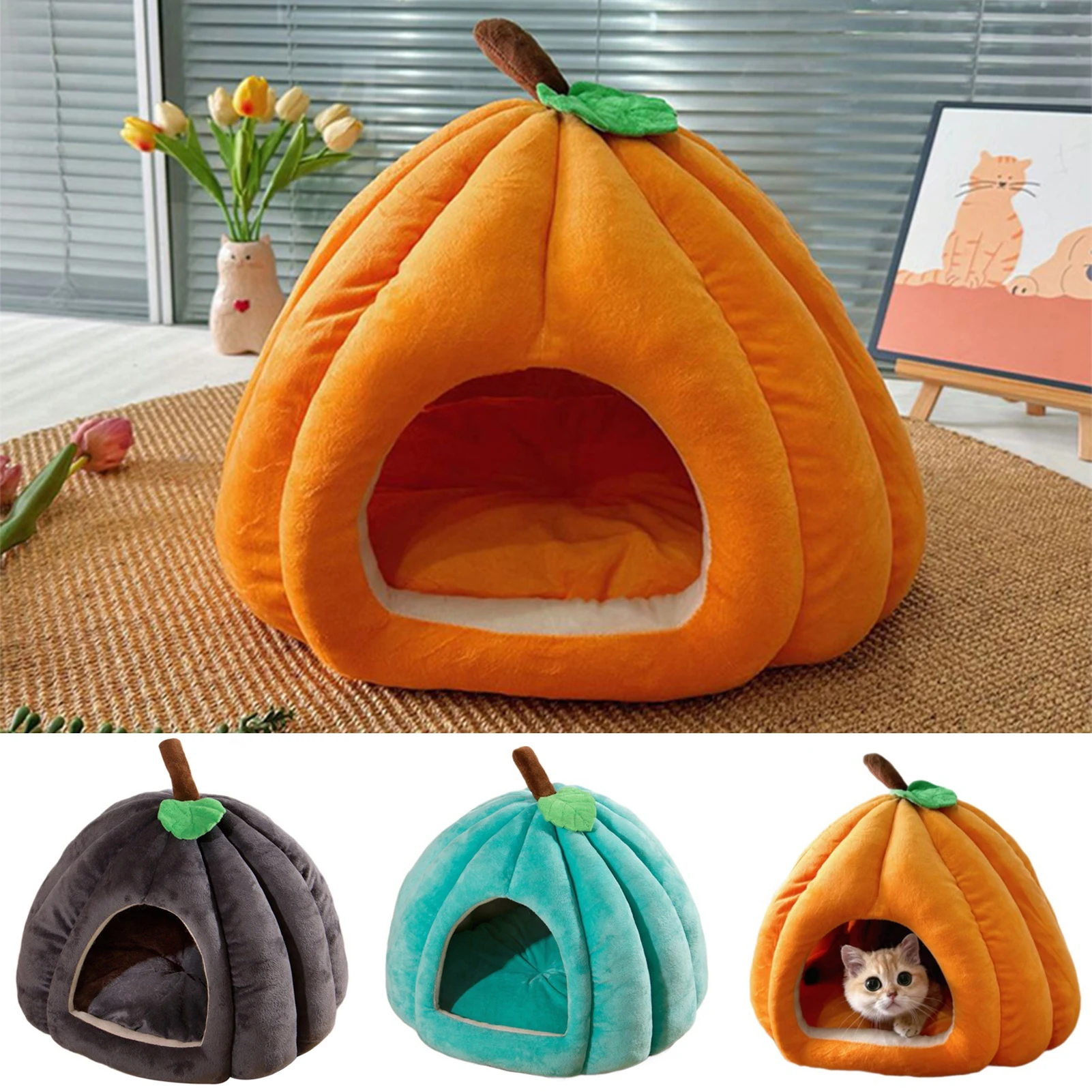 Halloween Small Cat Bed For Indoor Cats Warm Winter Cat Sleeping House Waterproof Portable Portable Dog House For Indoor Outdoor