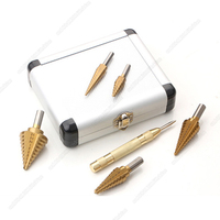 6Pcs 1/4 3/8 Inch HSS Straight Groove Step Drill Bit Titanium Coated Wood Metal Hole Cutter Core Drilling Tools Set Drill Bits
