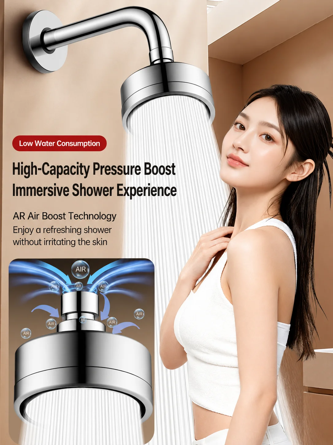 Stainless Steel Fixed Shower Head High Pressure Rainfall Top Spray Detachable Water Saving Showerhead for Bathroom Public Bath image 6