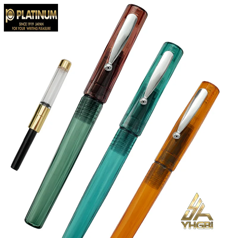 Original Platinum Fountain ปากกา PREFOUNTE 3สีโปร่งใส0.3มม.สแตนเลสสตีล Nib โรงเรียนเครื่องเขียนเครื่องเขียน Birthstone