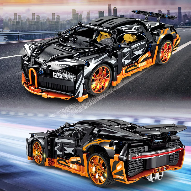 Bloco de construção técnico escala 1:14 bugattis supercar chiron veículo tijolo rádio 2.4ghz controle remoto super esporte carro rc brinquedo