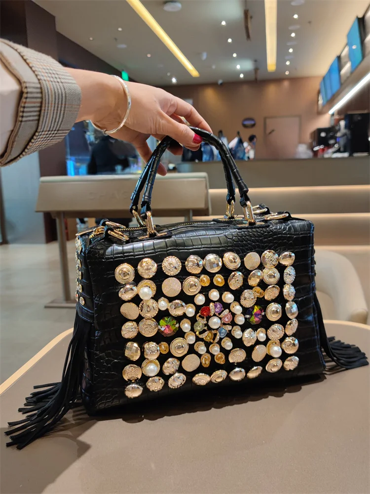 Luxury2025 new diamond encrusted handbag women's bag trend fashion texture single room large capacity bag