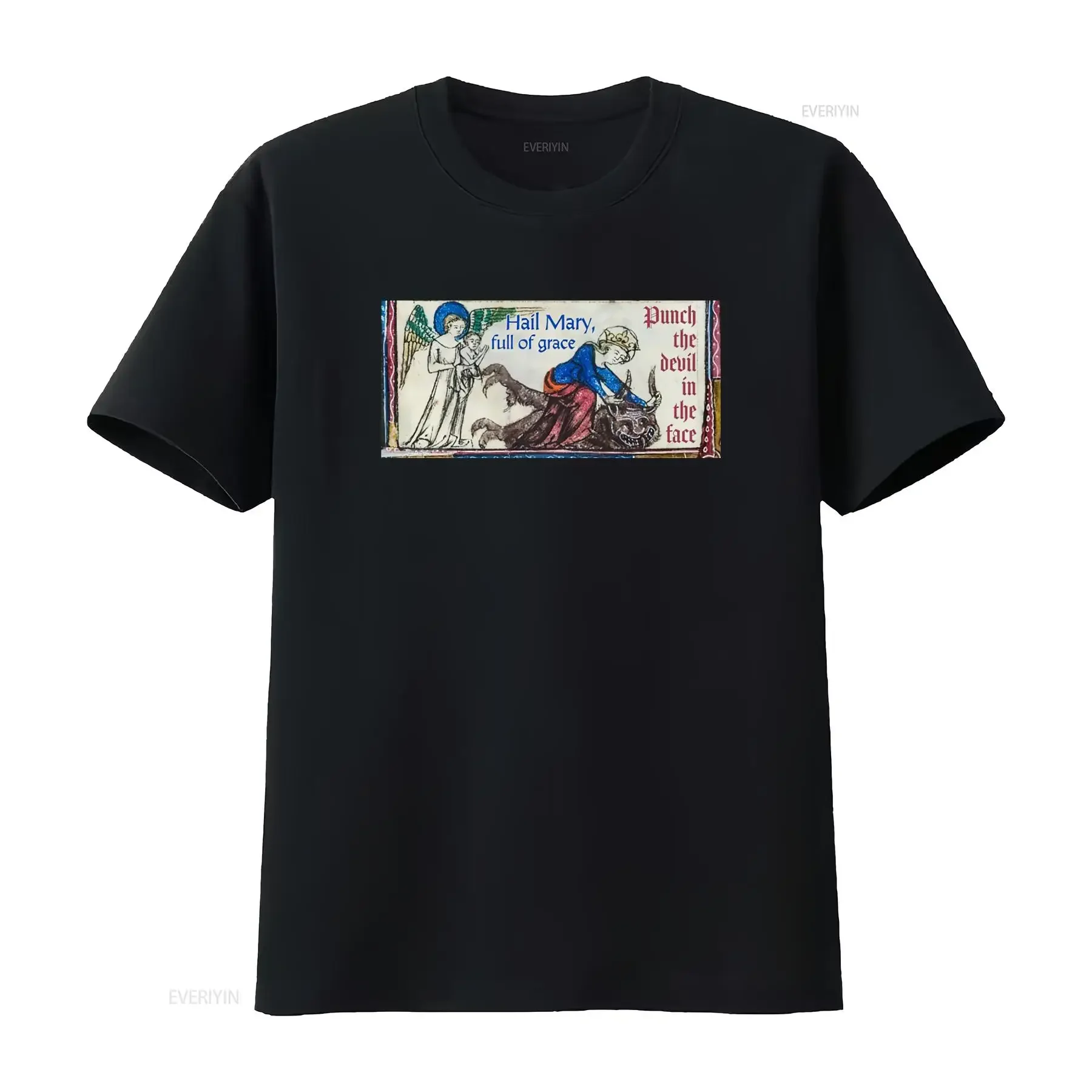 Hail Mary Full of Grace Punch the Devil in Face T Shirt Catholic Priest Ordination Confirmation Funny Comedy Design vintage