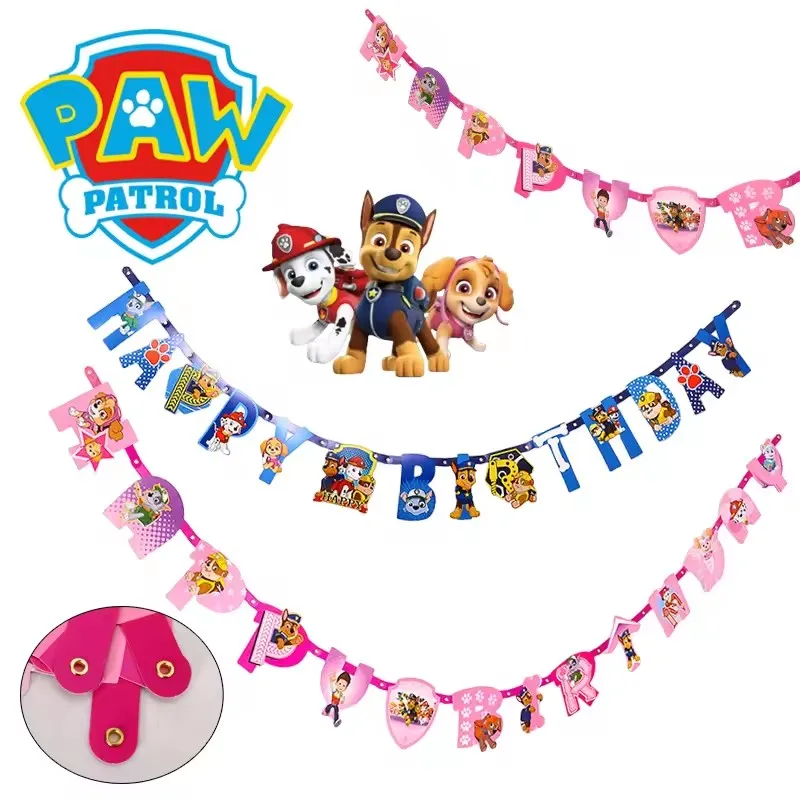 Paw Patrol Theme Series Birthday Bunting Children Baby DIY Party Banners Decoration Boys Girls Partys Supplies Hanging Decor