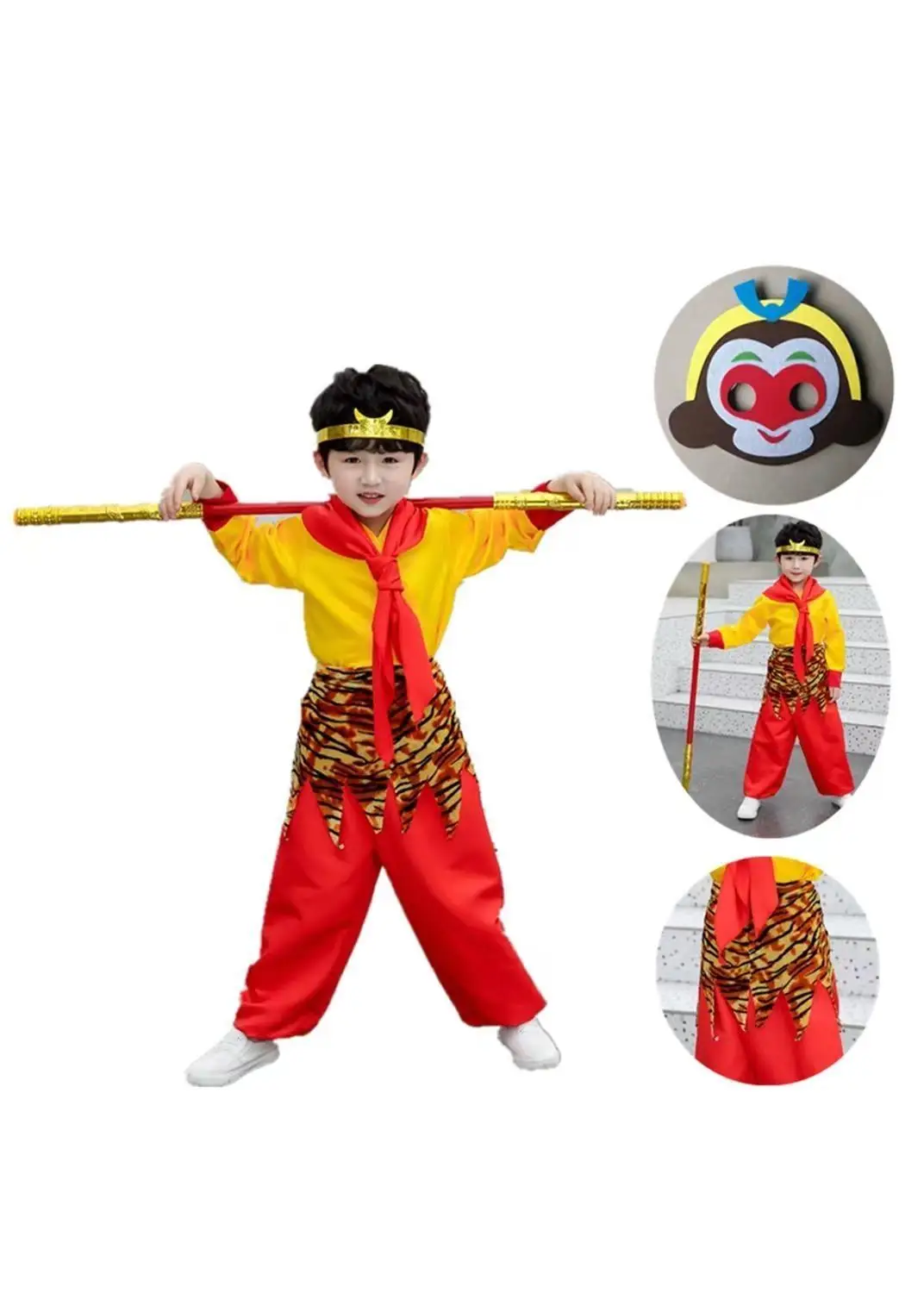 زي أطفال للهالوين مستوحى من رحلة غرباً، زي تنكري لشخصية سون وكونغ، ملابس أداء للأولاد #4