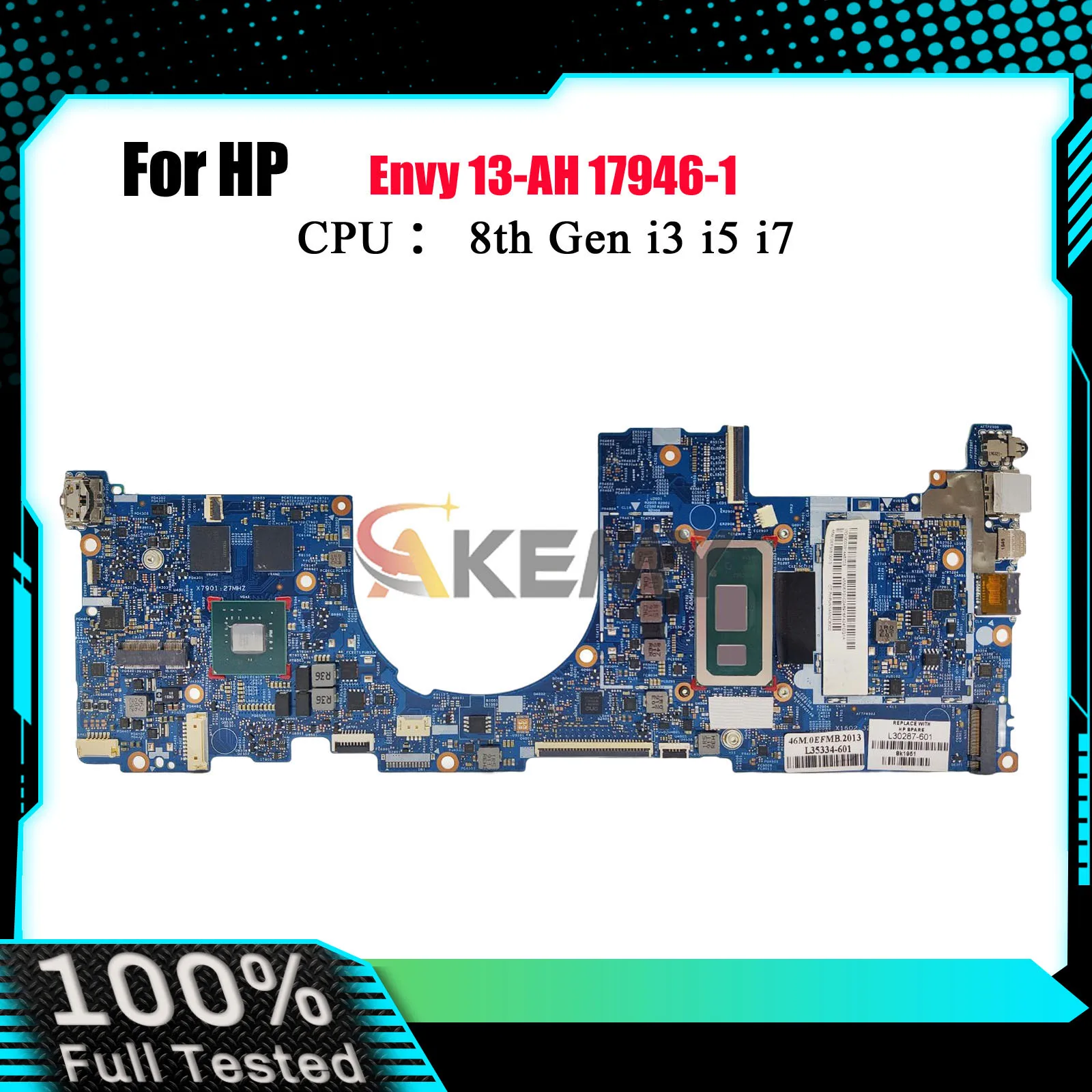 

17946-1 Материнская плата для ноутбука L30287-601 L30285-601 для HP Envy 13-AH с i5-8265U i7-8565U MX150 GPU 100% полностью протестирована