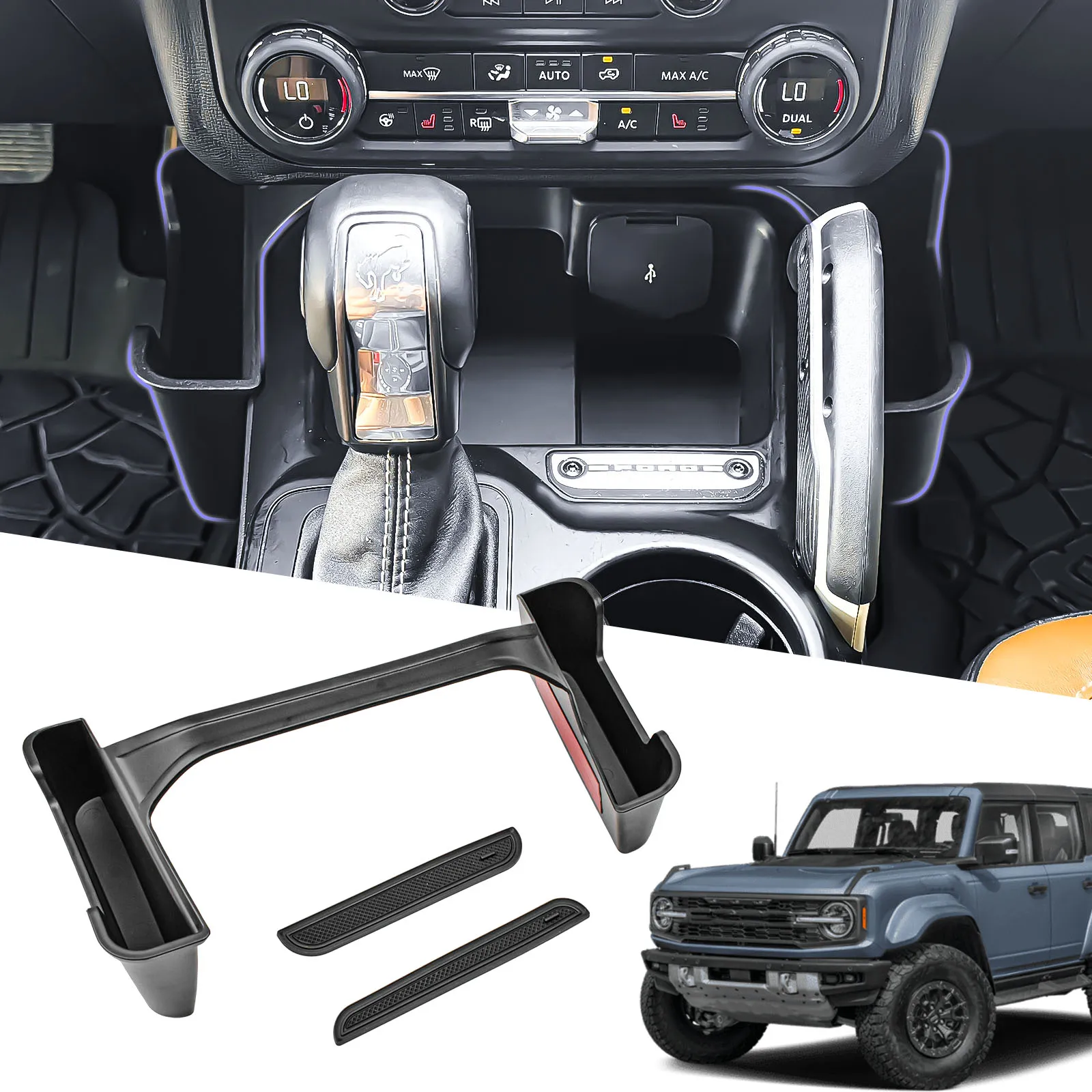 

Gear Shift Hanging Storage Box For Ford Bronco 2021 2022 2023 2024 2025 Center Console Organizer Gear Side Hanging Storage Tray